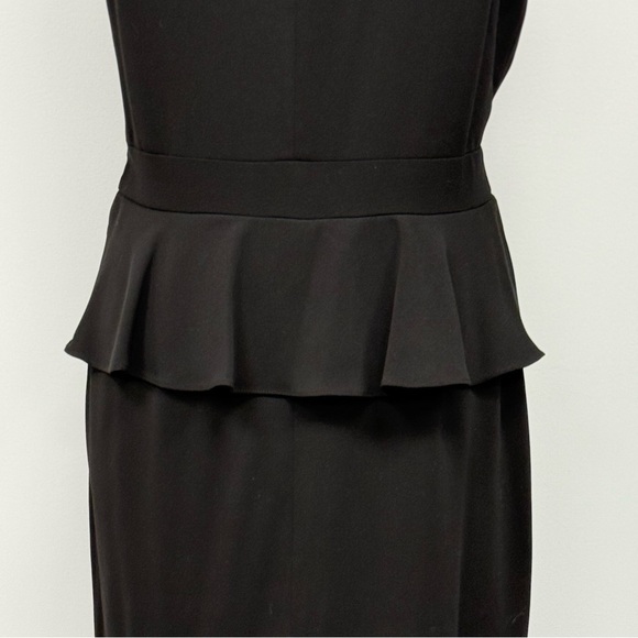 NWT Lauren Ralph Lauren Little Black Dress Women’s 14 Peplum Sheath Surplice LBD - Picture 4 of 11